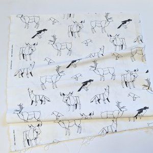 Origami Animals White Canvas Fabric